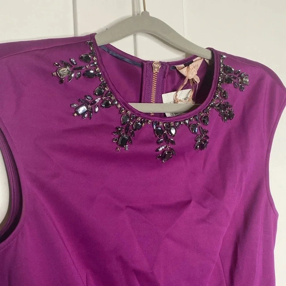 TED BAKER Jadore Purple Beaded Dress - Picture 2 of 8